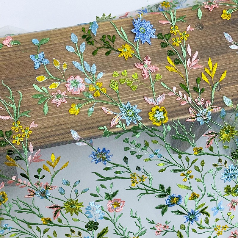 Sewing And Textile - Tecido de Renda de Tule Bordado
