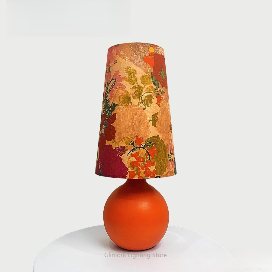 Century Textile & Sewing Supply Hours - Candeeiro de mesa esfera laranja: tecido
