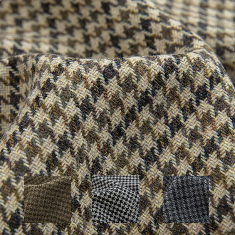 Sewing Tweed Fabric - Café leve pequeno houndstooth fio-tingido trançado