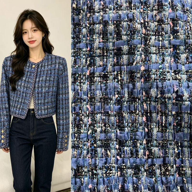Tecido Premium de Tweed Azul T - Sewing Tweed Fabric avaliação e preço