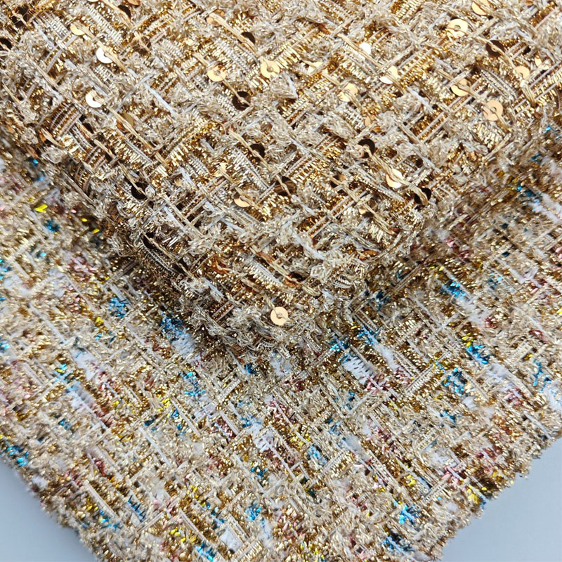 Fio de ouro e lantejoulas ting - Sewing Tweed Fabric avaliação e preço