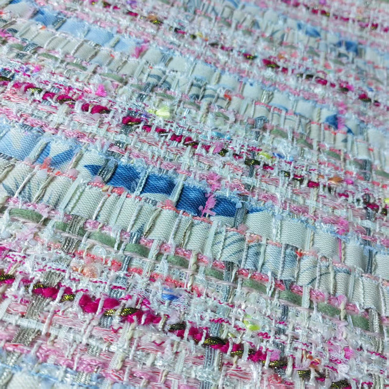 Rosa e branco tecido fita fio- - Sewing Tweed Fabric avaliação e preço