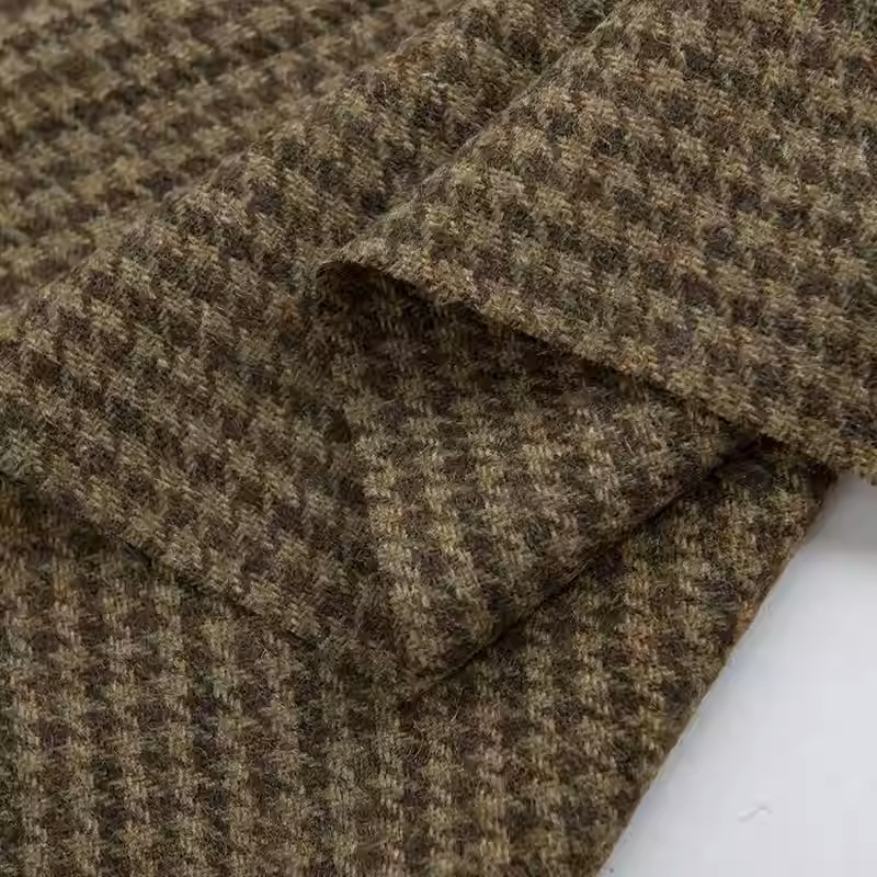 Café leve pequeno houndstooth  - Sewing Tweed Fabric avaliação e preço